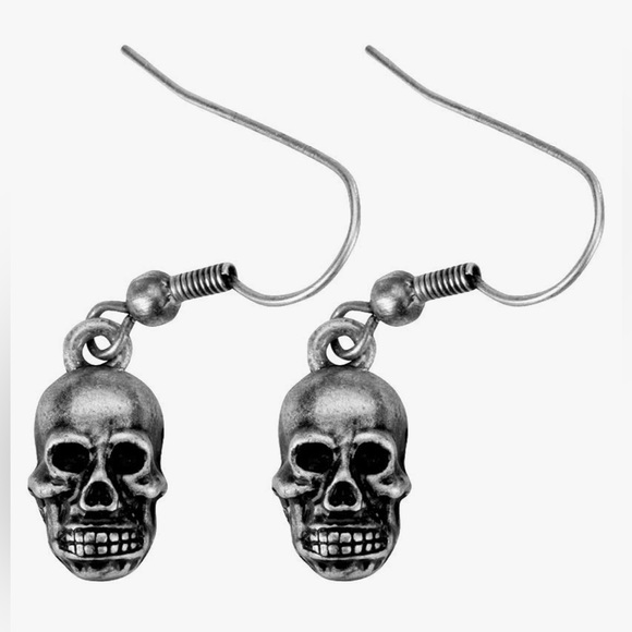 Lot of 2x [Spirit] & [Real Metal] Skull Gothic Drop Dangle Silver Earrings - Picture 3 of 12